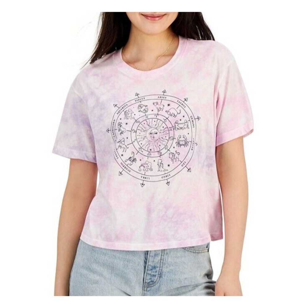 New Rebellious One Juniors Sz Small T Shirt Pink Purple Tie-dye Astrology NWT